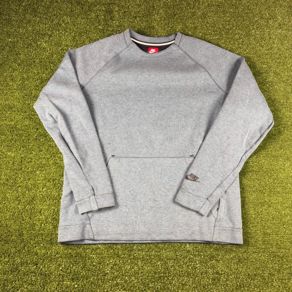 Nike Sportswear Tech Fleece Crewneck Sweatshirt Gray Blue Mens Medium 545163-064